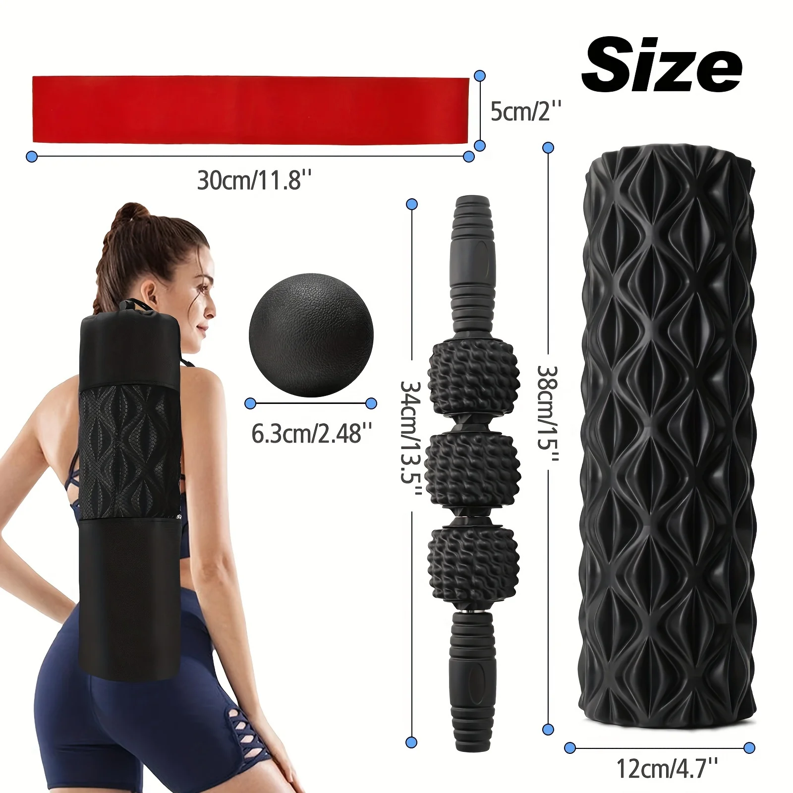 5-in-1 Foam Roller Set For Deep Tissue Massage, Muscle Improved Mobility, High-Density Back Roller For Whole Body Relieves Muscle Pain Muscle Massage